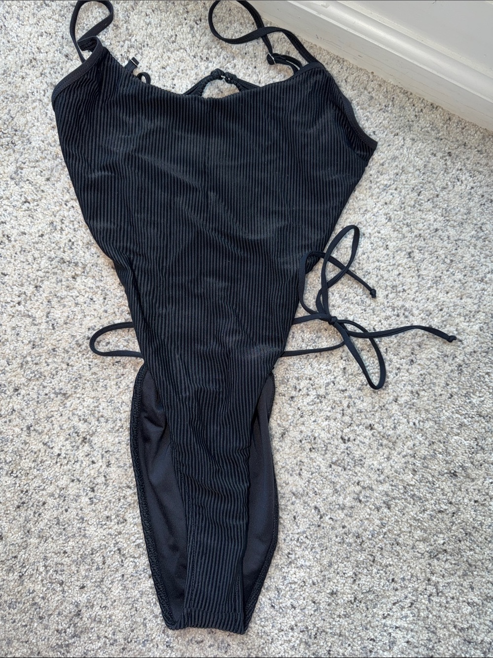 Frankie’s bikinis Black Ribbed One-Piece Swimsuit